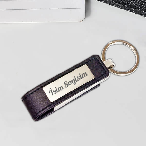 İsme Özel Metal Deri Usb Flash Bellek | 32 Gb